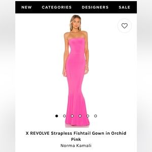 Norma Kamali pink fishtail gown. Very nice heavy bouncy fabric. Only worn once.